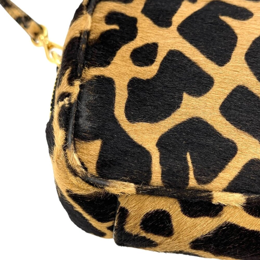 PRADA Vintage Logo Pony Hair Giraffe Crossbody Mini Bag Camel Brown [105915] - Picture 12 of 13